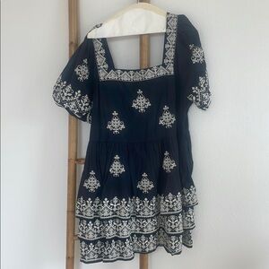 Navy Boden Dress with White Embroidery